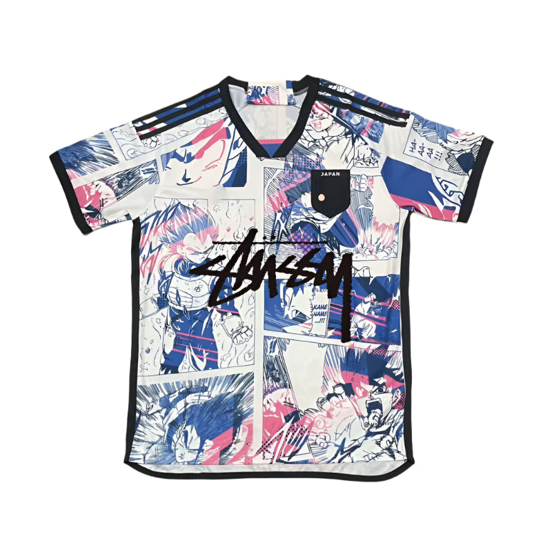 STÜSSY x “JAPAN” JERSEY - DRAGON BALL Z VEGETA COMIC WHITE