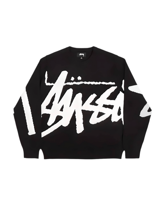 STÜSSY KNIT SWEATER- SIGNATURE - BLACK
