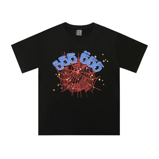 SP5DER T-SHIRT -  555 BLUE  WEB - BLACK