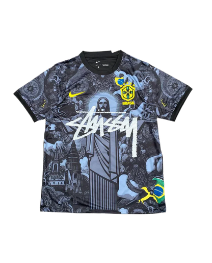STÜSSY X “BRAZIL” JERSEY - SPECIAL JESUS EDITION BLACK