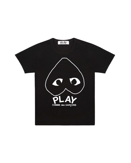 CDG T-SHIRT- PLAY REVERSE SIDE HEART - BLACK