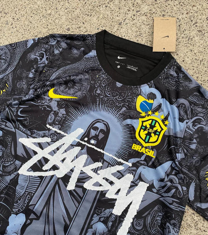 STÜSSY X “BRAZIL” JERSEY - SPECIAL JESUS EDITION BLACK